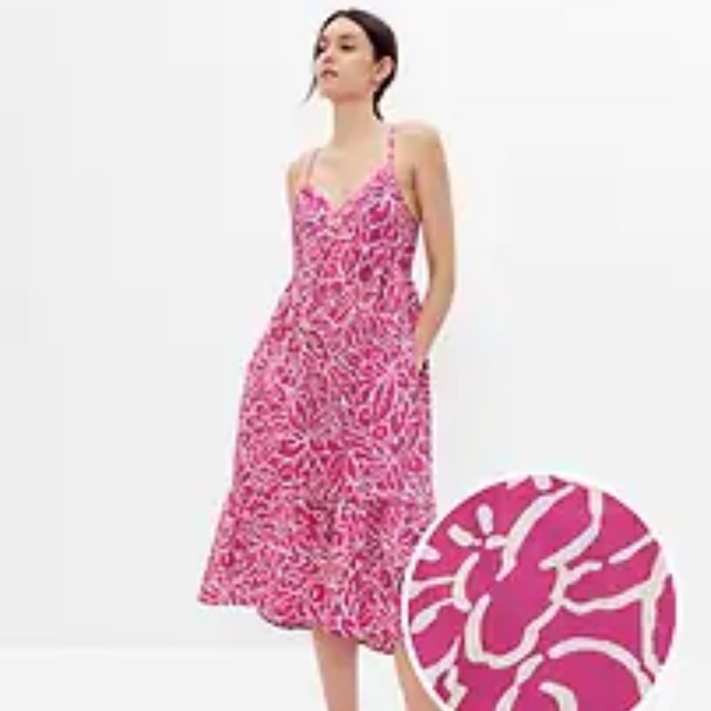 Deep V-Neck Cami Midi dress